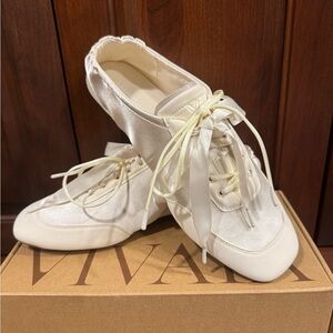 Vivara Women's Cream Satin Loafers